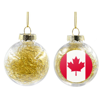 Canada flag, Χριστουγεννιάτικη μπάλα δένδρου διάφανη με χρυσό γέμισμα 8cm