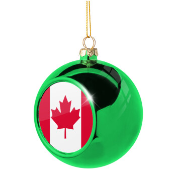 Canada flag, Χριστουγεννιάτικη μπάλα δένδρου Πράσινη 8cm