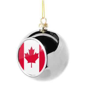 Canada flag, Χριστουγεννιάτικη μπάλα δένδρου Ασημένια 8cm