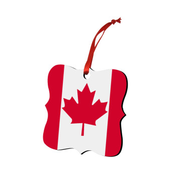 Canada flag, Χριστουγεννιάτικο στολίδι polygon ξύλινο 7.5cm