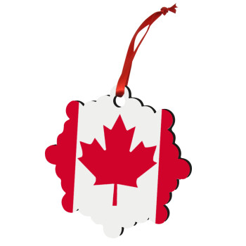 Canada flag, Χριστουγεννιάτικο στολίδι snowflake ξύλινο 7.5cm