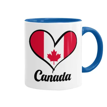 Canada flag, Κούπα χρωματιστή μπλε, κεραμική, 330ml