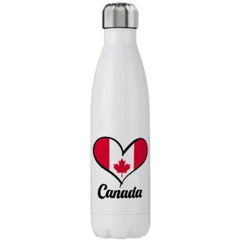 Canada flag, Μεταλλικό παγούρι θερμός (Stainless steel), διπλού τοιχώματος, 750ml