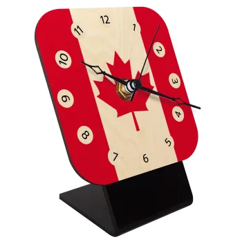 Canada flag, Quartz Table clock in natural wood (10cm)
