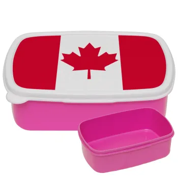 Canada flag, ΡΟΖ παιδικό δοχείο φαγητού (lunchbox) πλαστικό (BPA-FREE) Lunch Βox M18 x Π13 x Υ6cm