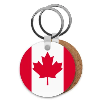 Canada flag, Μπρελόκ Ξύλινο στρογγυλό MDF Φ5cm