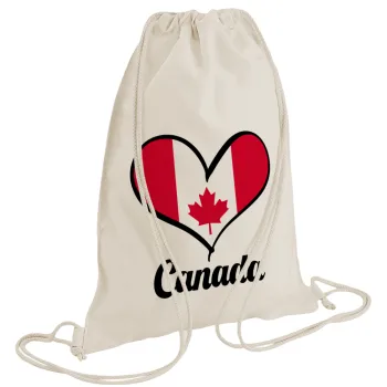 Canada flag, Backpack bag GYMBAG natural (28x40cm)