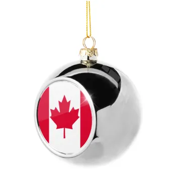 Canada flag, Στολίδι Χριστουγεννιάτικη μπάλα δένδρου Ασημένια 8cm