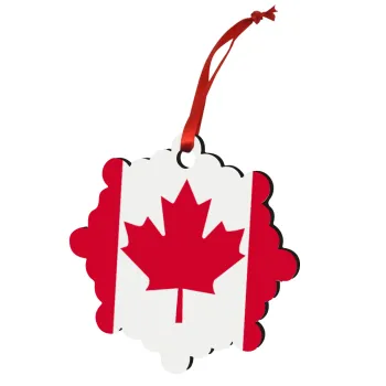 Canada flag, Στολίδι Χριστουγεννιάτικο στολίδι snowflake ξύλινο 7.5cm