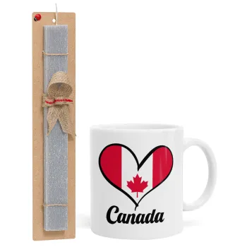 Canada flag, Easter Set, Ceramic Cup (330ml) & Easter aromatic flat candle (30cm) (GRAY)