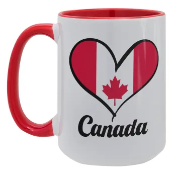 Canada flag, Κούπα Mega 15oz, κεραμική Κόκκινη, 450ml