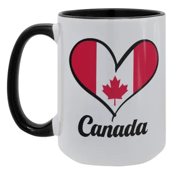 Canada flag, Κούπα Mega 15oz, κεραμική Μαύρη, 450ml