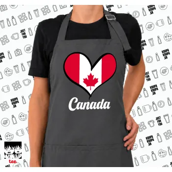 Canada flag, Ποδιά μακριά Σεφ ολόσωμη με τσέπες GREY (ΕΝΗΛΙΚΩΝ)