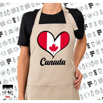 Canada flag, Ποδιά μακριά Σεφ ολόσωμη με τσέπες SAND (ΕΝΗΛΙΚΩΝ)