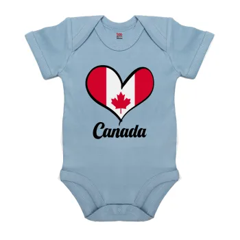 Canada flag, Βρεφικό φορμάκι μωρού, 0-18 μηνών, Μπλε, 100% Organic Cotton, κοντομάνικο