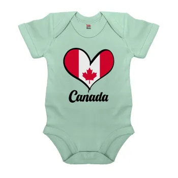 Canada flag, Βρεφικό φορμάκι μωρού, 0-18 μηνών, mint (Μέντα), 100% Organic Cotton, κοντομάνικο