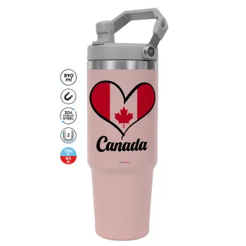 Canada flag, PINK Travel Tumbler with Handle 890ml