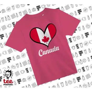 Canada flag, ΡΟΖ παιδικό T-Shirt από 100% βαμβάκι, για κάθε μέρα. Vegan & OEKO-TEX πιστοποιημένο.