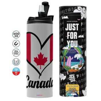 Canada flag, Tumbler stainless steel GREY 600ml