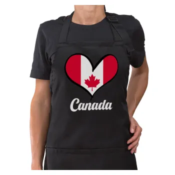 Canada flag, Ποδιά μακριά Σεφ ολόσωμη με τσέπες Μαύρη (ΕΝΗΛΙΚΩΝ)