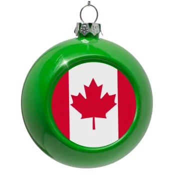 Canada flag, Green Christmas tree ornament bauble 8cm