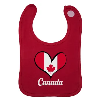Canada flag, Σαλιάρα με Σκρατς Κόκκινη 100% Organic Cotton (0-18 months)