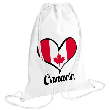 Canada flag, Backpack pouch GYMBAG white (28x40cm)