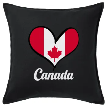 Canada flag, Μαξιλάρι καναπέ Μαύρο 100% βαμβάκι, περιέχεται το γέμισμα (50x50cm)
