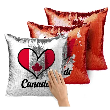 Canada flag, Μαξιλάρι καναπέ Μαγικό Κόκκινο με πούλιες 40x40cm περιέχεται το γέμισμα
