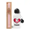 Easter Set, metallic aluminum bottle (500ml) & aromatic flat Easter candle (30cm) (PINK)