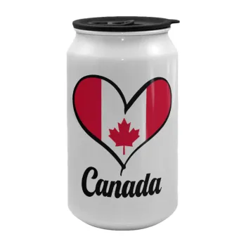 Canada flag, Κούπα ταξιδιού μεταλλική με καπάκι (tin-can) 500ml