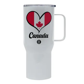 Canada flag, Mega Stainless steel Tumbler with lid, double wall 750L