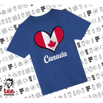 Canada flag, Παιδικό T-Shirt ΜΠΛΕ από 100% βαμβάκι, για κάθε μέρα. Vegan & OEKO-TEX πιστοποιημένο.