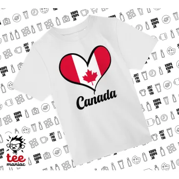 Canada flag, Άνετο παιδικό T-Shirt ΛΕΥΚΟ από 100% βαμβάκι, για κάθε μέρα. Vegan & OEKO-TEX πιστοποιημένο.