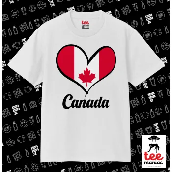 Canada flag, Κλασικό T-Shirt, διπλής ραφής, χωρίς πλευρικές ραφές ΛΕΥΚΟ από 100% βαμβάκι. Vegan & OEKO-TEX πιστοποιημένο.