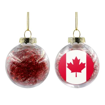 Canada flag, Transparent Christmas tree ball ornament with red filling 8cm