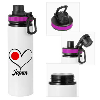 Japan flag, Metallic water bottle with safety lid, 850ml aluminum