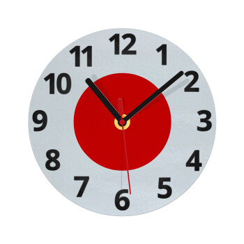 Japan flag, Ρολόι τοίχου γυάλινο (20cm)