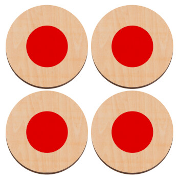 Japan flag, ΣΕΤ x4 Σουβέρ ξύλινα στρογγυλά plywood (9cm)