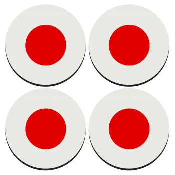 Japan flag, ΣΕΤ 4 Σουβέρ ξύλινα στρογγυλά (9cm)
