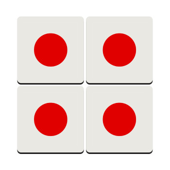 Japan flag, ΣΕΤ 4 Σουβέρ ξύλινα τετράγωνα (9cm)