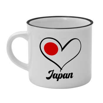 Japan flag, Κούπα κεραμική vintage Λευκή/Μαύρη 230ml