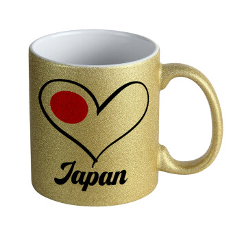 Japan flag, Κούπα Χρυσή Glitter που γυαλίζει, κεραμική, 330ml