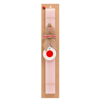 Japan flag, Πασχαλινό Σετ, ξύλινο μπρελόκ & πασχαλινή λαμπάδα αρωματική πλακέ (30cm) (ΡΟΖ)