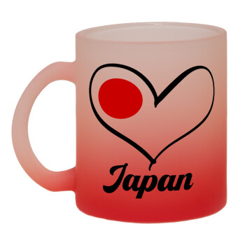 Japan flag, Κούπα γυάλινη δίχρωμη με βάση το κόκκινο ματ, 330ml