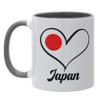 Japan flag, Κούπα χρωματιστή γκρι, κεραμική, 330ml