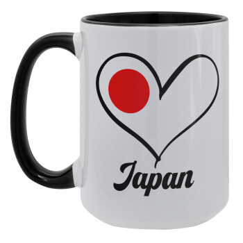 Japan flag, Κούπα Mega 15oz, κεραμική Μαύρη, 450ml