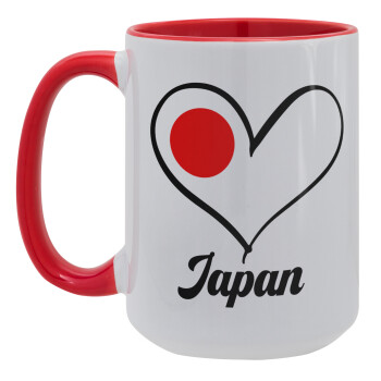 Japan flag, Κούπα Mega 15oz, κεραμική Κόκκινη, 450ml