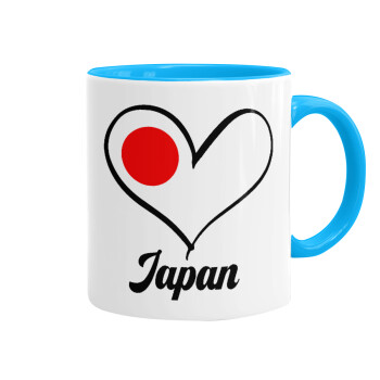 Japan flag, Mug colored light blue, ceramic, 330ml