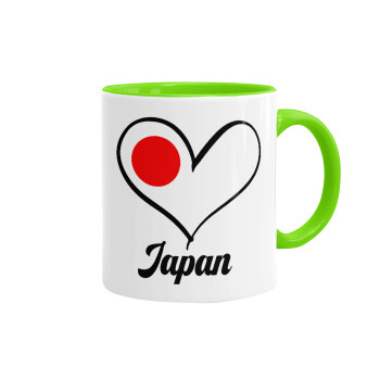 Japan flag, Mug colored light green, ceramic, 330ml